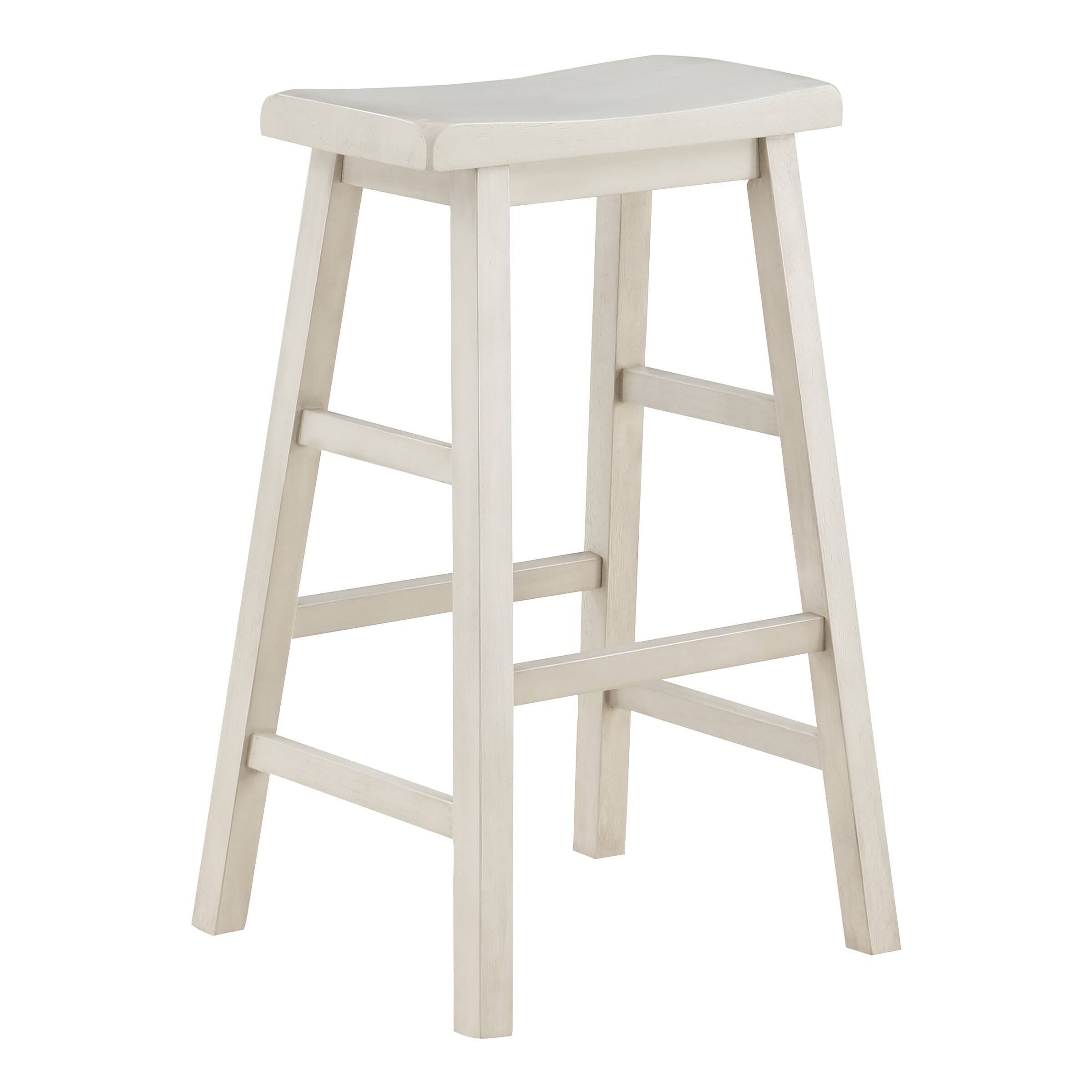 OS Home and Office Furniture Tulsa 29" Wood Saddle Stool 2Pack in Off White Finish Bed Bath